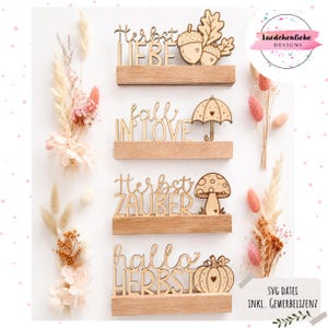 SVG Autumn Insert for 160 x 22 mm Wooden Blocks | Digital File | Laser File Autumn | 4 Variations | Autumn Motifs | Commercial License Included