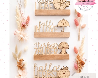 SVG Autumn Insert for 160 x 22 mm Wooden Blocks | Digital File | Laser File Autumn | 4 Variations | Autumn Motifs | Commercial License Included