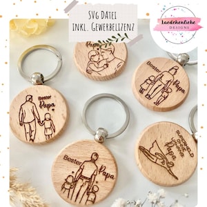 SVG Papà Papà Padre Portachiavi per la Festa del Papà Barattoli di stoccaggio File digitale laser incl. Licenza commerciale