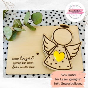 SVG Ange Ange Gardien Ballon Lumineux Lumière Laser Fichier Numérique 3 mm Baptême Confirmation Communion Confirmation Noël Protection