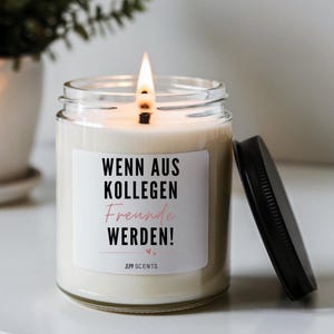 Gift colleagues scented candle with saying made of soy wax gift idea for work colleagues and office