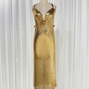 oroton gold dress Fabulous Recent Paco Rabanne Oroton Gold Metal Mesh Dress w Snap Draping