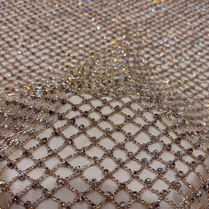 Light Gold Kristall Kette Stoff: Hand-Perlen Couture Verschönerung