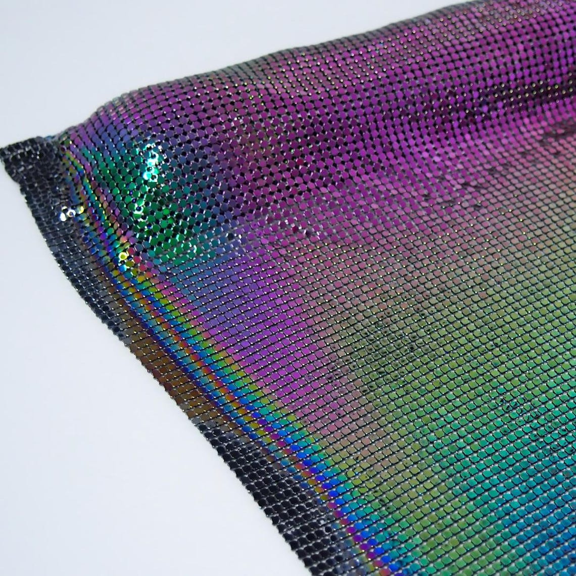 Vibrant Multicolor Iridescent Metal Mesh Chainmail Fabric - Shimmering ...