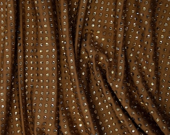 Smoked Topaz Rhinestone in Brown Jersey Rhinestone Embellished Fabric
