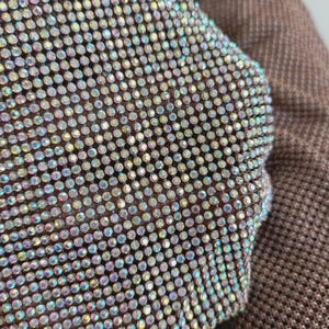 Crystal AB in Rose Gold Case Crystal Mesh Fabric – Chainmail Rhinestone Embellished Aluminum Mesh