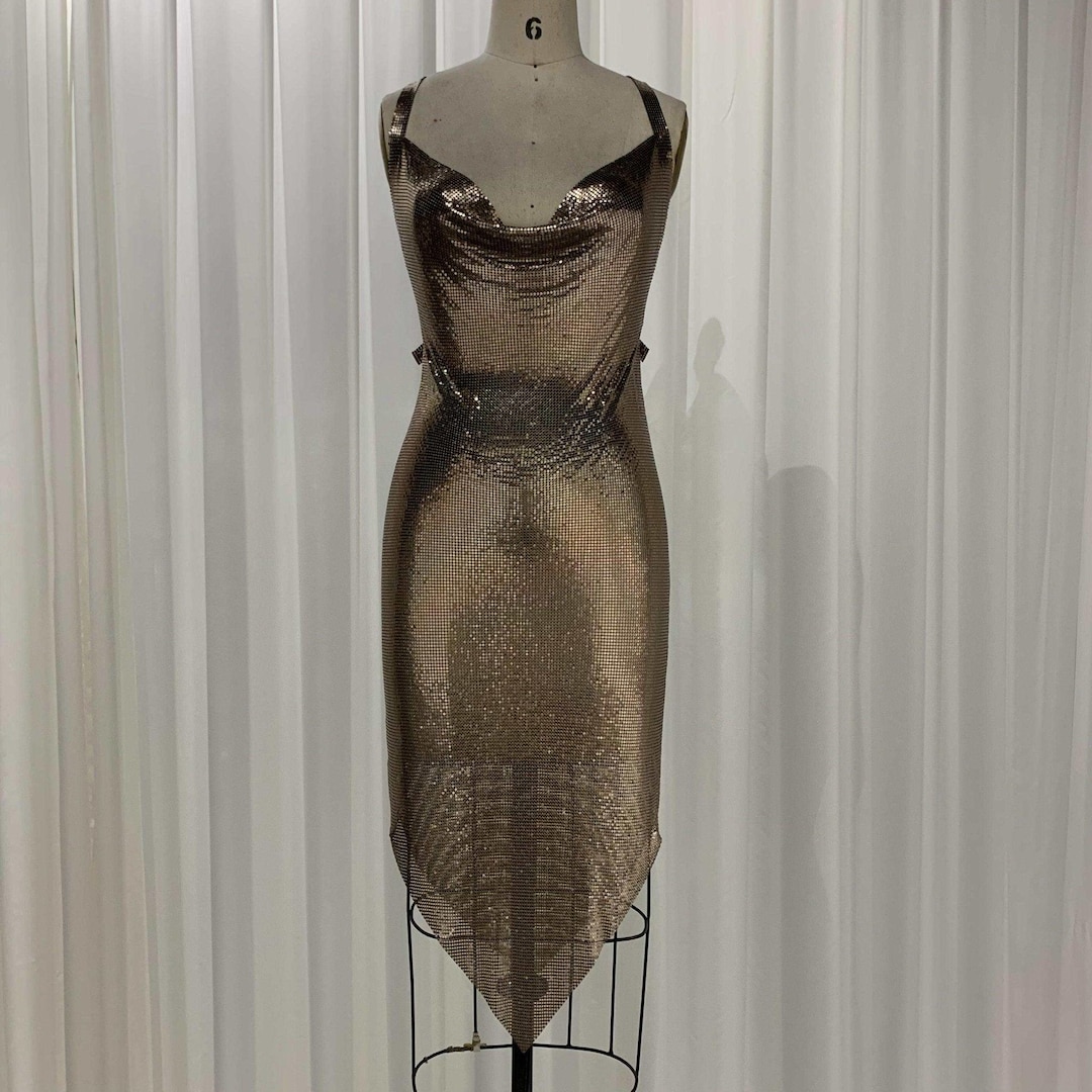 Fabric Knit Dress with Metal Accessory Details