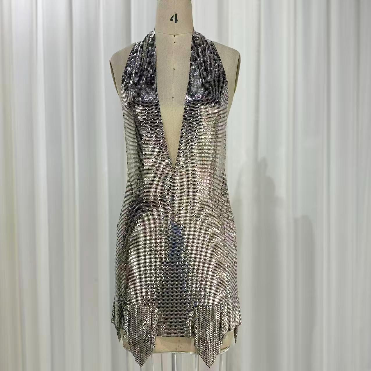 knee length dresses for ladies Pearl Glow Mesh Ruffle Mini Dress main image 0