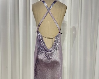 fitted lace wedding dress Heather Sequin Chainmail Dress – Retrofete