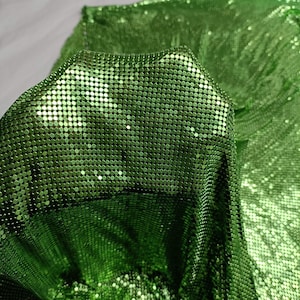 Apple Green Aluminum Metal Mesh Chainmail Fabric