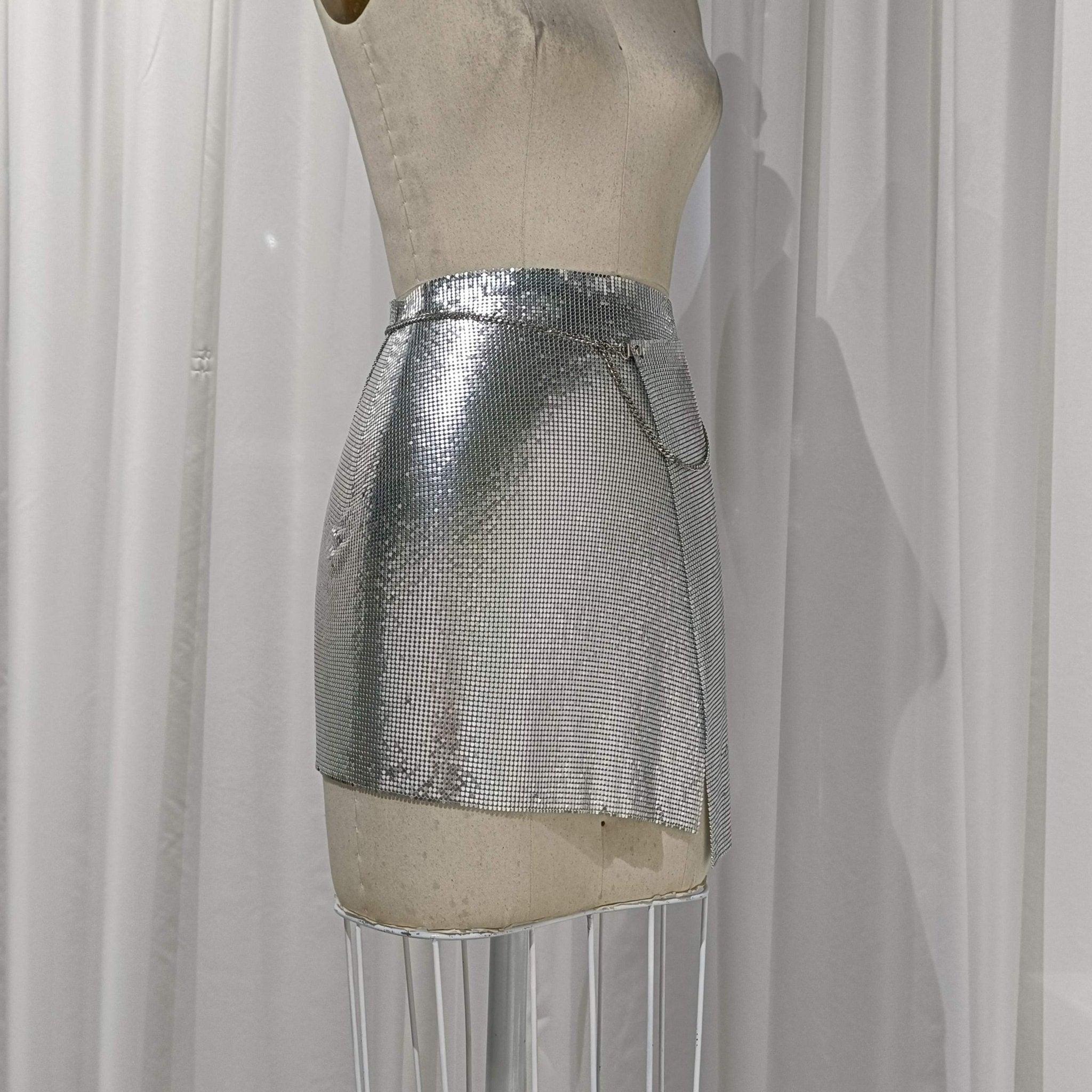 Club Mirrored Acrylic Chainmail Mini Skirt