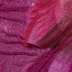 Fuchsia Crystal 6*6 Fishnet Fabric – Couture Luxury Eveningwear Fabric ...