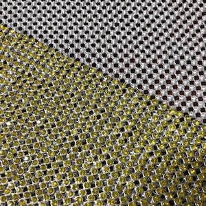 Luxury Citrine Yellow Crystal Mesh Fabric – Chainmail Rhinestone Embellished Aluminum Mesh