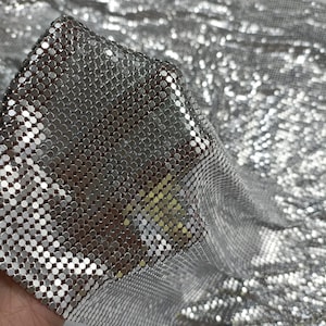 Silver Metal Mesh Chainmail Fabric