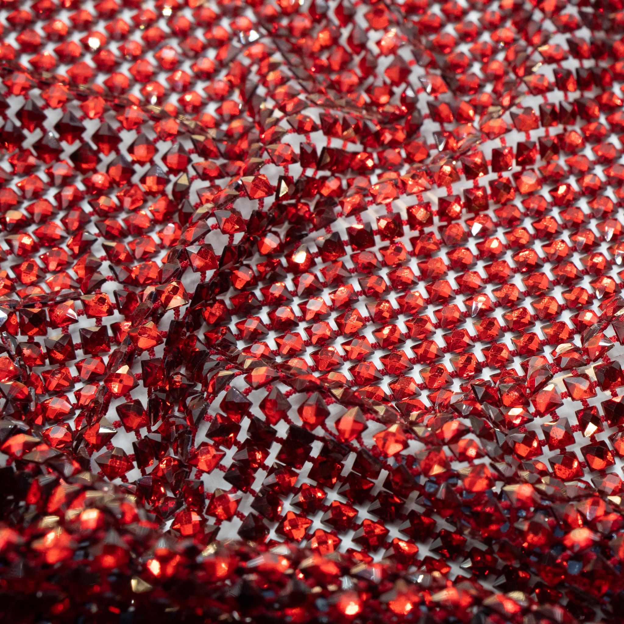 Red Crystal Mesh Fabric - Siam Square Crystals, Eveningwear Couture - Etsy
