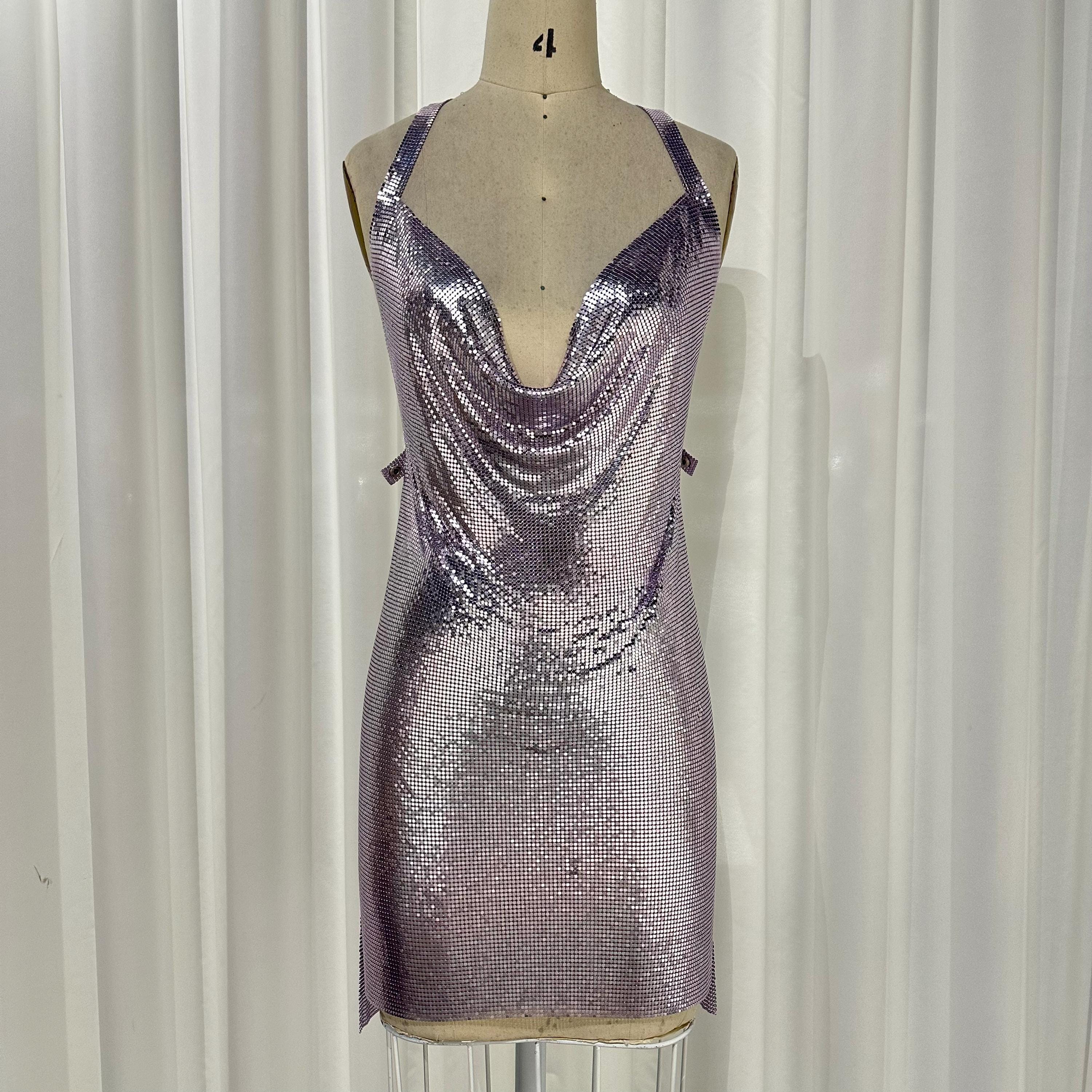 knee length dresses for ladies Bronze Metal Mesh Midi Party Dress – Atelier Rioux Fabric Store