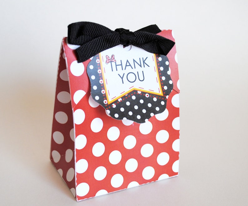 Digital Black and White with Polka Dots Classic Red INSTANT DOWNLOAD Thank You Favor Tag Inspired by Minnie Mouse