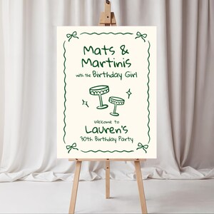 Cartello di compleanno Pilates / Modello modificabile di tappetini e Martini / Cartellone per brunch di compleanno immagine 6