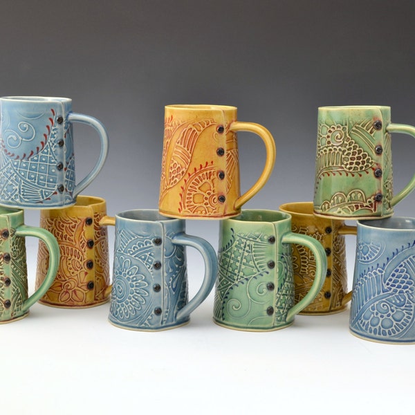 Big Coffee Mug Paisley Pattern, tasse de thé, tasse de thé, boutons FAIT SUR COMMANDE