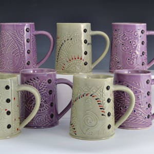 Big Coffee Mug Paisley Pattern, tea cup, tea mug, Buttons MADE TO ORDER image 1