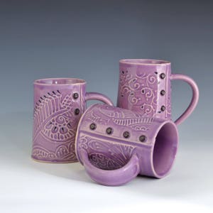Big Coffee Mug Paisley Pattern, tea cup, tea mug, Buttons MADE TO ORDER image 3