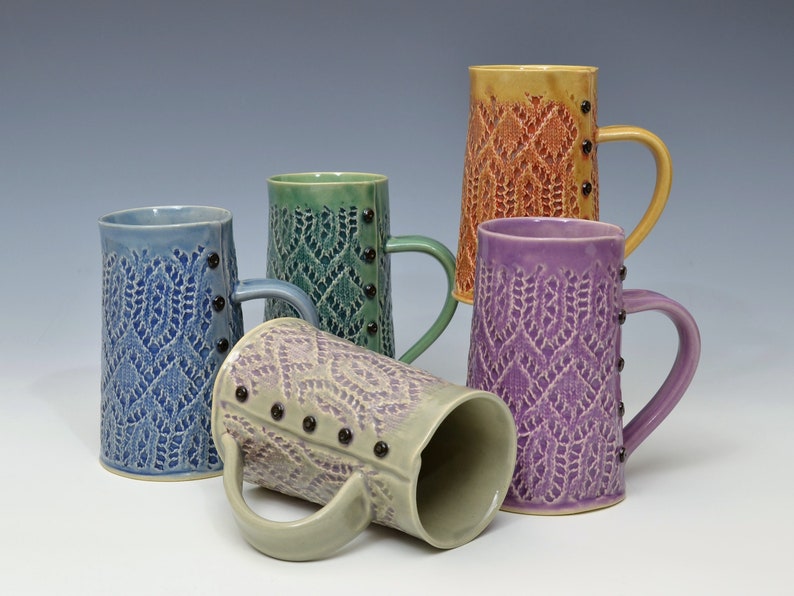 Jumbo Lace Knitted Mug Handmade Ceramic Mug 20 Oz MADE to Etsy