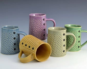 Knitted mug Handmade ceramic mug MADE to ORDER