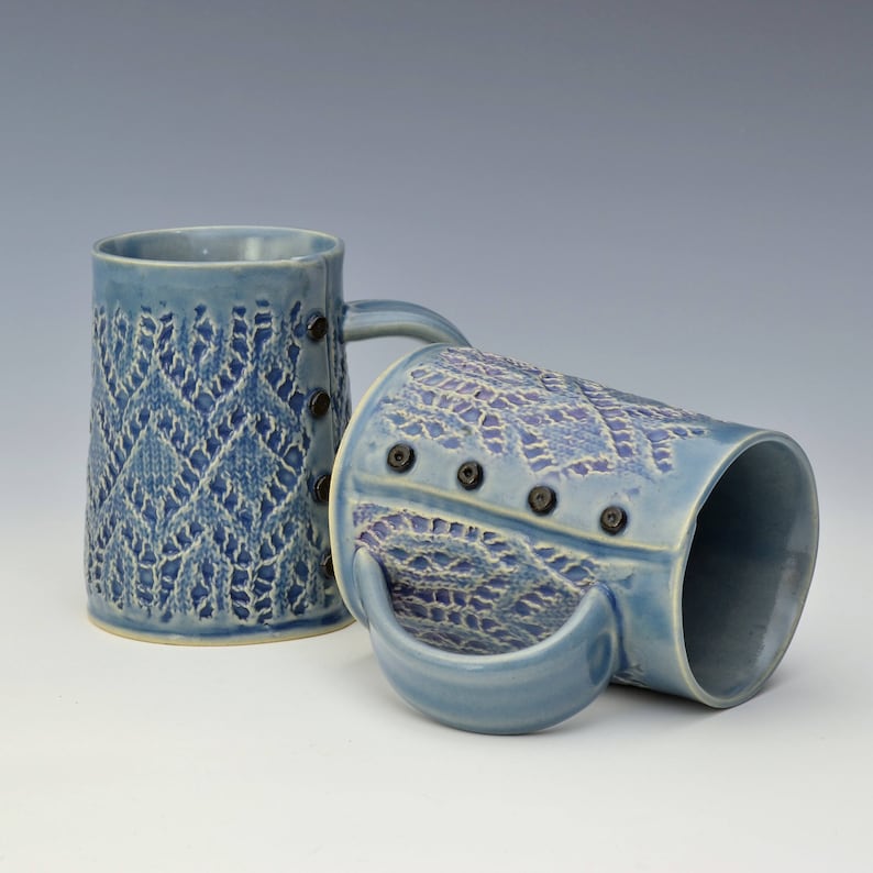 Lace Knitted mug Handmade ceramic mug MADE to ORDER image 4