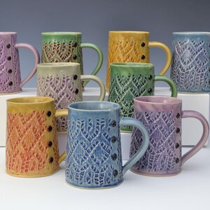 Lace Knitted mug Handmade ceramic mug MADE to ORDER image 3
