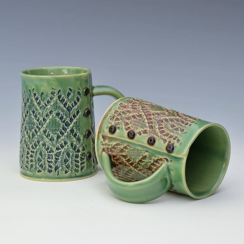 Lace Knitted Mug Handmade Ceramic Mug MADE to ORDER Etsy
