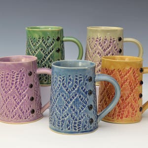 Lace Knitted mug Handmade ceramic mug MADE to ORDER image 2