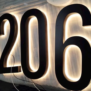 LED Backlit House Numbers: 3D Metal Lighted Address Sign