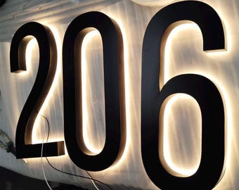 LED Backlit House Numbers: 3D Metal Lighted Address Sign