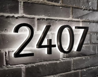 Custom LED Backlit House Numbers: Metal Address Sign