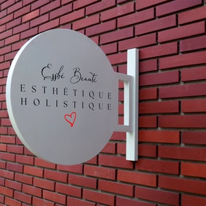 Custom Round Stainless Steel Blade Sign: Outdoor Storefront Hanging Sign