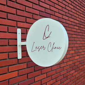 Custom Round Blade Sign: Stainless Steel Outdoor Hanging Sign