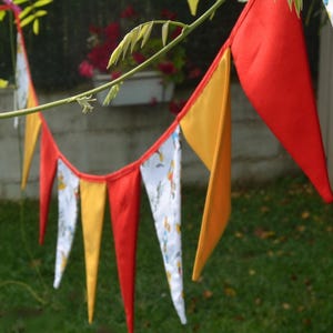 Mickey Mouse Bunting; Handmade Garland for Nursery or Birthday; Red and Mustard Fabric Flags; Disney Room Decor; 2.10 m; Kids Party Garland