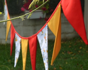 Handmade Mickey Mouse Garland, Red & Mustard Flags - Disney Nursery Decor
