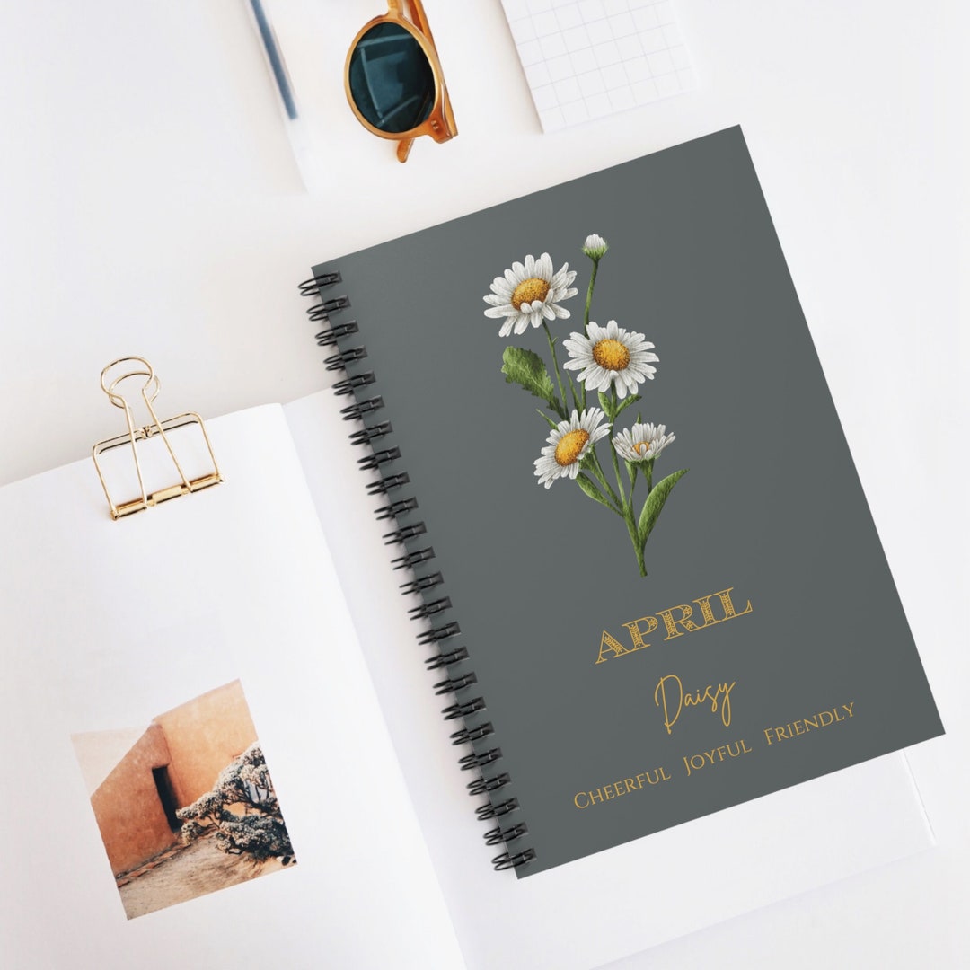Note Book April April Birth Flower Notebook, Daisy Floral Journal, Botanical Notebook ...