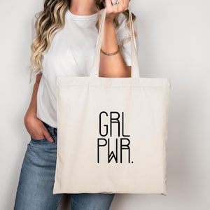 Jute Tasche Stofftasche girl power Baumwolltasche boho eschenkidee Einkaufstasche öko Tasche minimalistisch Frau Mädchen Beutel Schule Uni