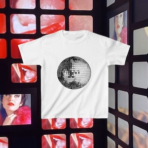 Disco Ball Design Graphics Baby Tee, 90s Style, Y2K Fashion, Perfect Gifts for Her Y2k Baby Tee, Party vibes
