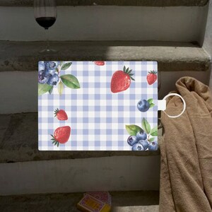 Porte-cartes italien fruits d'été aquarelle baies, porte-cartes Coquette en cuir blanc porte-clés, cadeaux tendance, esthétique coquette