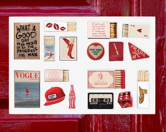 Matches Vintage Inspired Matchbox Collage Aesthetic Sticker Set, Laptop, Bullet Journal Sticker Set, Valentines Sticker, Pinterest Stickers