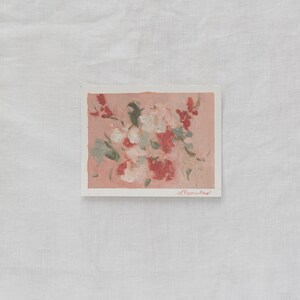 Botanical Oil Painting: Impressionist Floral Study on Paper, 3x4 Unframed Fine Art