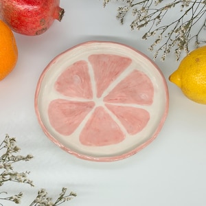 Handgemaakt keramisch bord – ontwerp grapefruitschijf – op citrusvruchten geïnspireerd servies – zomerdecor
