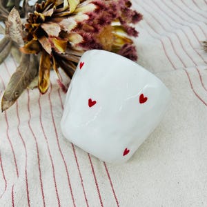 Handmade Ceramic Mug – Red Heart Design Coffee Cup – Love Inspired Pottery – Cute Gift For Her
