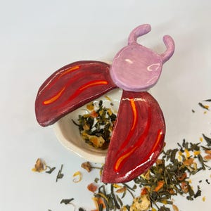Handmade Ceramic Tea Strainer – Bug Design, Forest Pottery, Nature Lover Gift