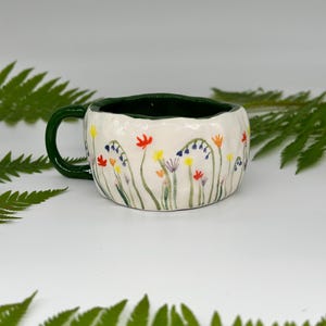 Handmade Ceramic Mug – Wildflower Meadow Design – Nature Inspired Pottery – Rustic Coffee Cup