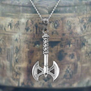 Sterling Silver Viking Tomahawk Axe Pendant Necklace