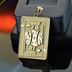 10K Gold King of Spades Poker Card Pendant | Yellow, White, Rose, Two-Tone | Casino & Gambling Jewelry